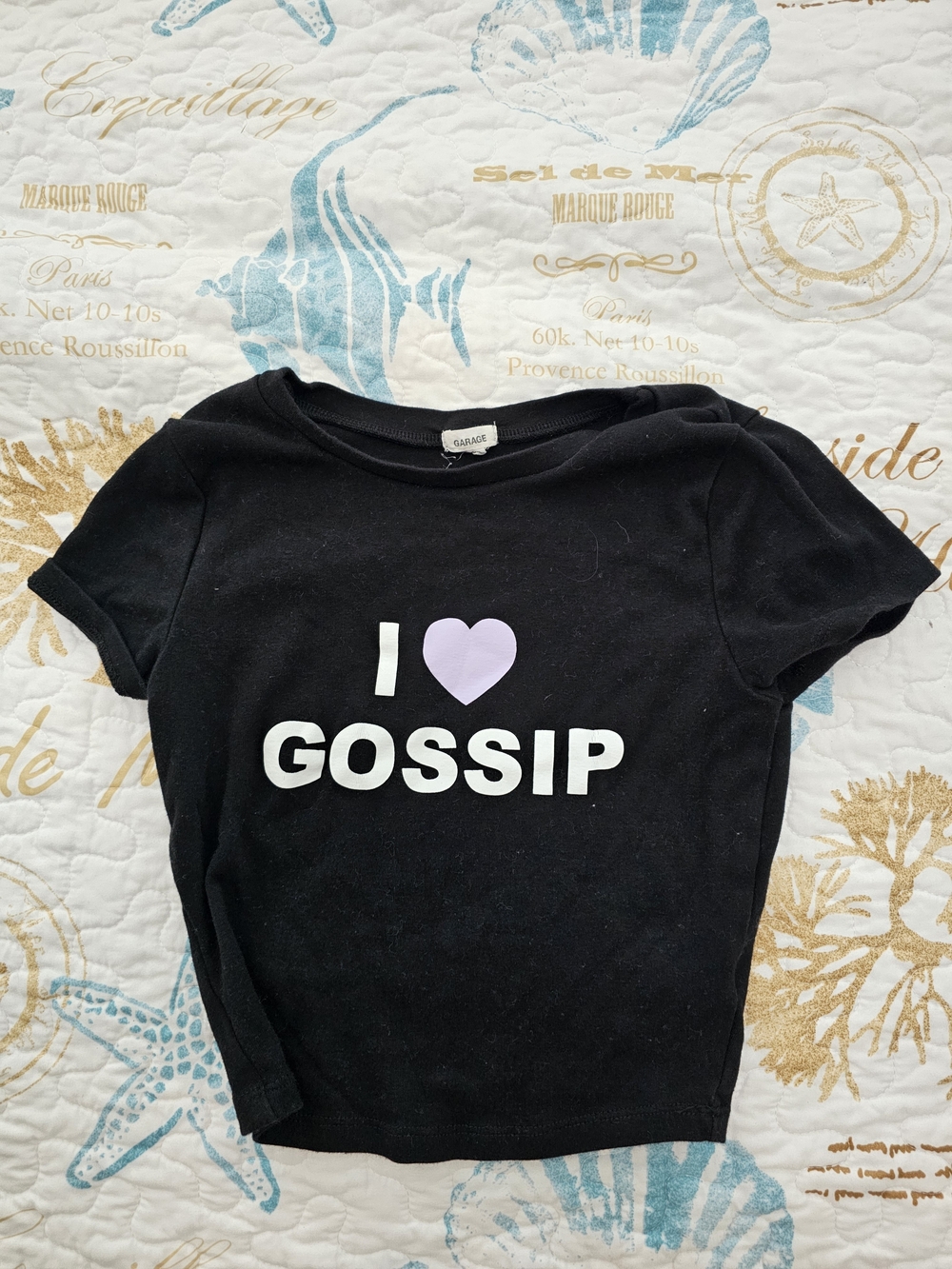 Garage "I Love Gossip" Graphic Baby Tee | Size XS